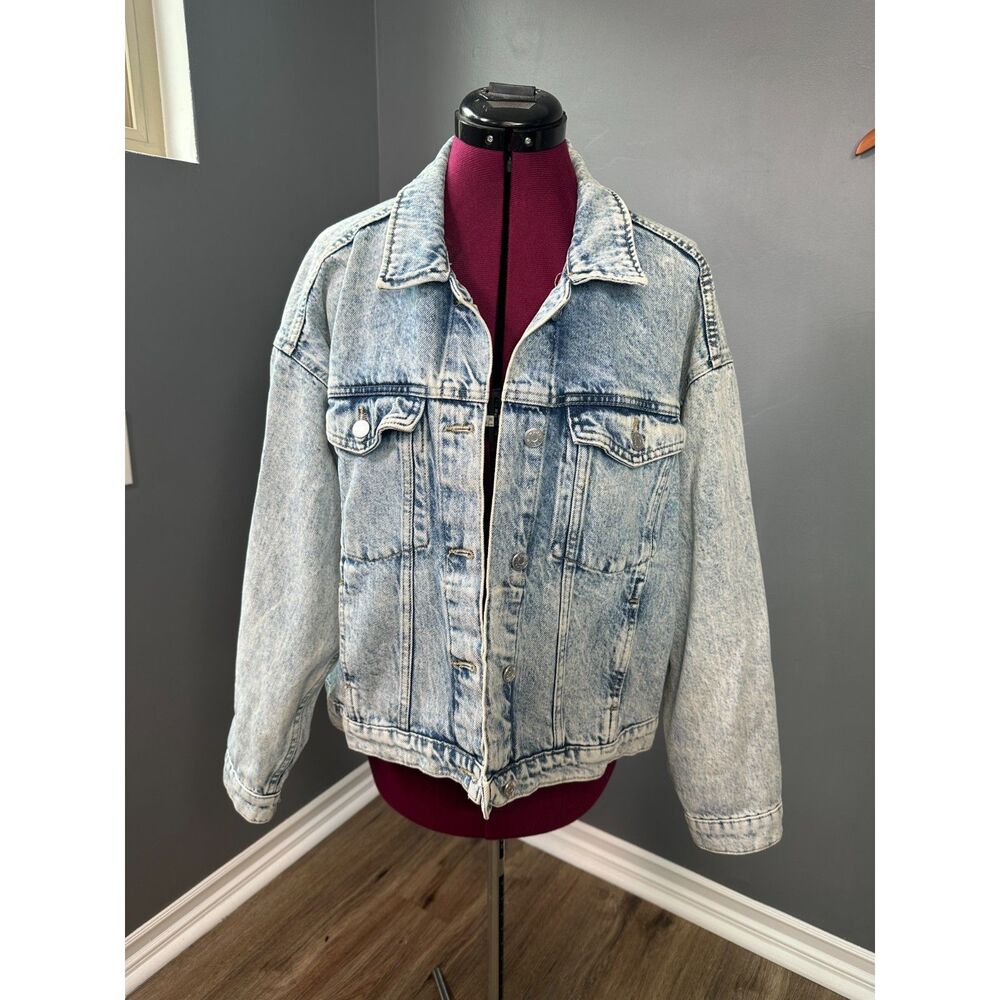 Monki Oversized Acid Wash Denim Jacket Women's S